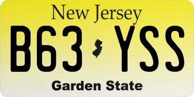 NJ license plate B63YSS
