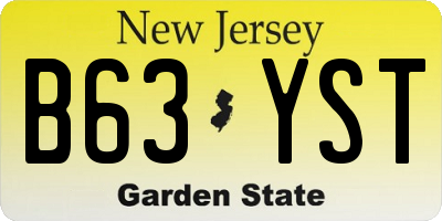 NJ license plate B63YST