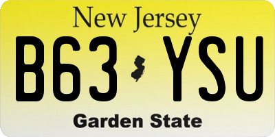 NJ license plate B63YSU