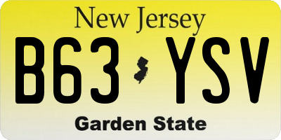 NJ license plate B63YSV