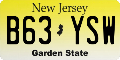 NJ license plate B63YSW