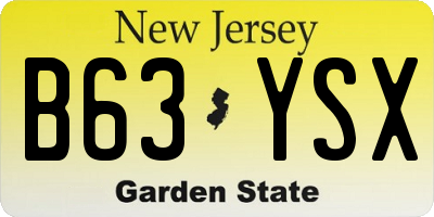 NJ license plate B63YSX