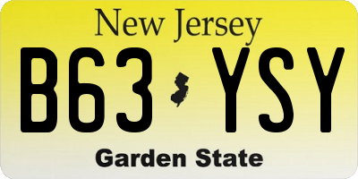 NJ license plate B63YSY