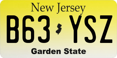NJ license plate B63YSZ