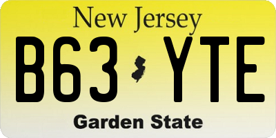 NJ license plate B63YTE