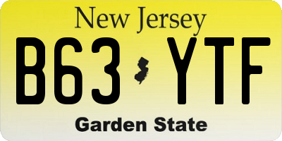NJ license plate B63YTF