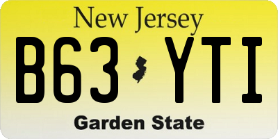 NJ license plate B63YTI