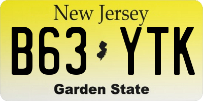 NJ license plate B63YTK