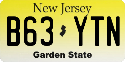 NJ license plate B63YTN
