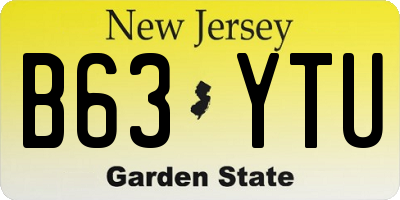 NJ license plate B63YTU
