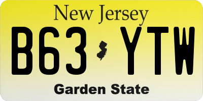 NJ license plate B63YTW
