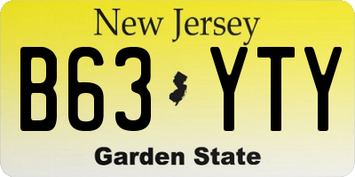 NJ license plate B63YTY