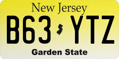 NJ license plate B63YTZ