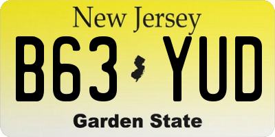 NJ license plate B63YUD