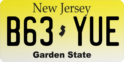 NJ license plate B63YUE