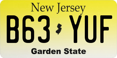NJ license plate B63YUF