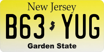 NJ license plate B63YUG