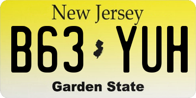 NJ license plate B63YUH