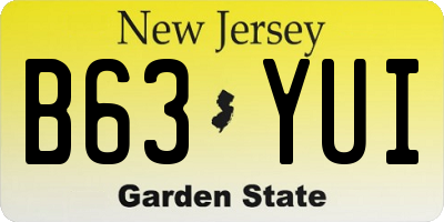 NJ license plate B63YUI