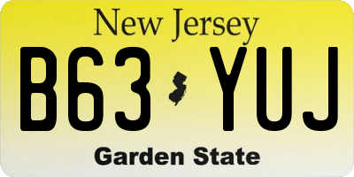 NJ license plate B63YUJ