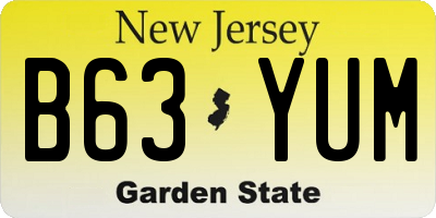 NJ license plate B63YUM
