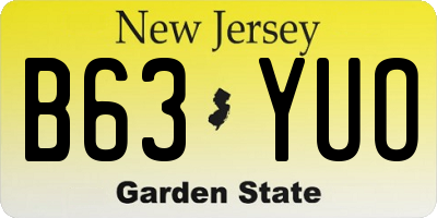 NJ license plate B63YUO