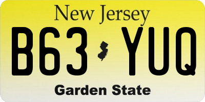 NJ license plate B63YUQ