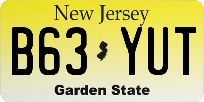 NJ license plate B63YUT