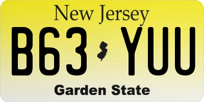 NJ license plate B63YUU