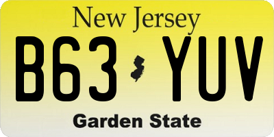 NJ license plate B63YUV
