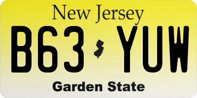 NJ license plate B63YUW
