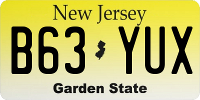 NJ license plate B63YUX