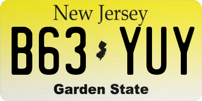 NJ license plate B63YUY