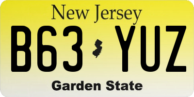 NJ license plate B63YUZ