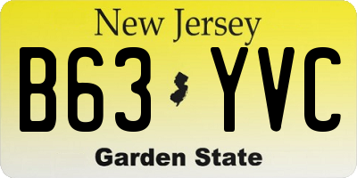NJ license plate B63YVC