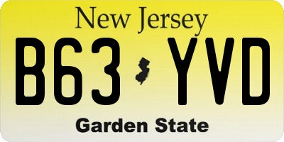 NJ license plate B63YVD