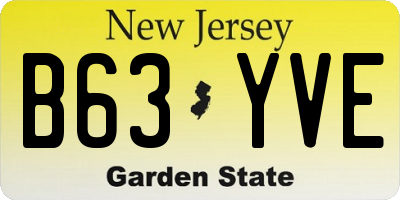 NJ license plate B63YVE