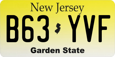 NJ license plate B63YVF