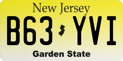 NJ license plate B63YVI