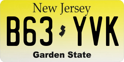 NJ license plate B63YVK