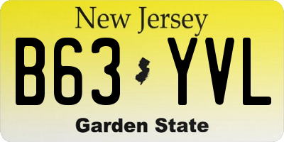 NJ license plate B63YVL