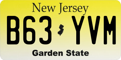 NJ license plate B63YVM