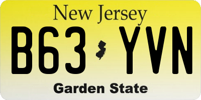 NJ license plate B63YVN