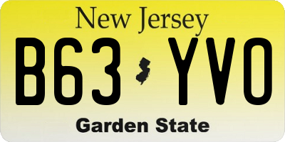 NJ license plate B63YVO