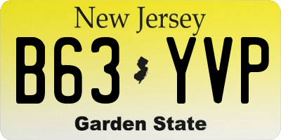 NJ license plate B63YVP