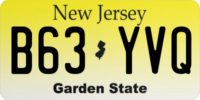 NJ license plate B63YVQ