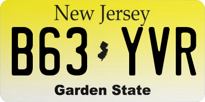 NJ license plate B63YVR