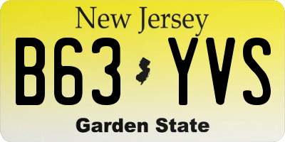 NJ license plate B63YVS