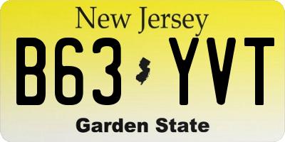 NJ license plate B63YVT