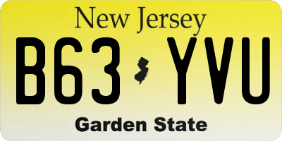 NJ license plate B63YVU